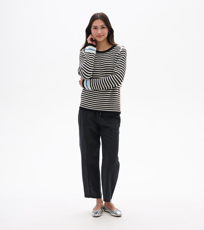 Pointelle Stripe Sweater - Classic Black - Hatley Women