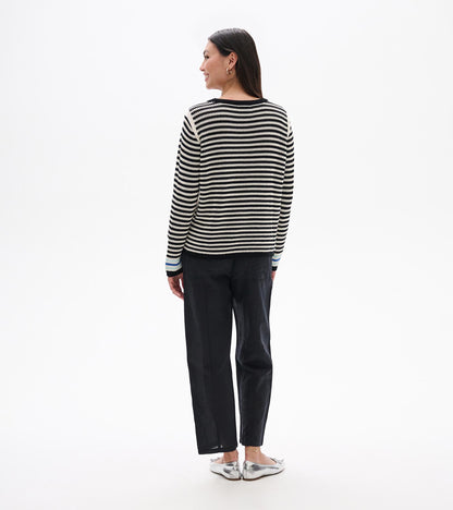 Pointelle Stripe Sweater - Classic Black - Hatley Women