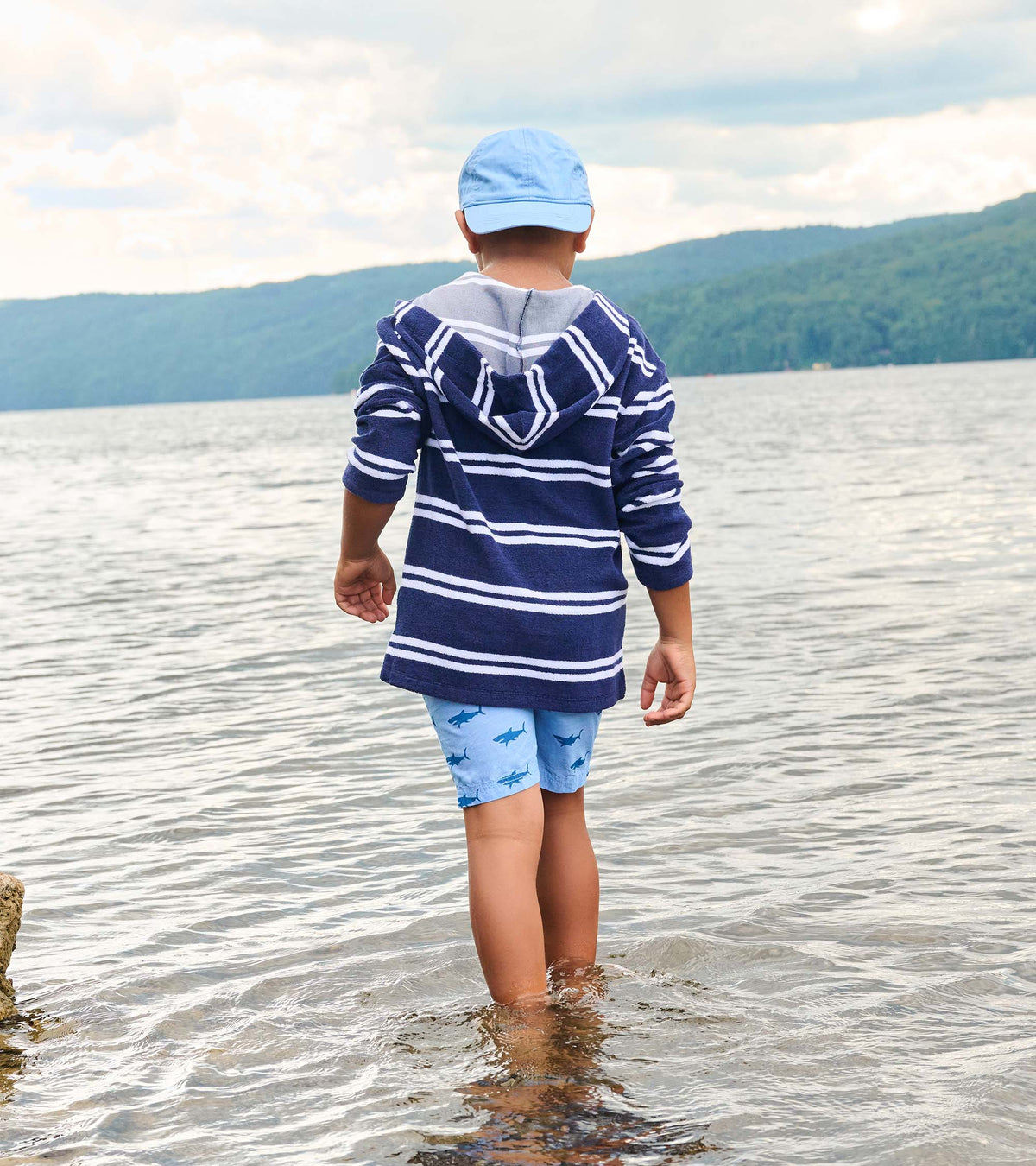 Boys Navy Stripes Hooded Long Sleeve Cover-Up - Hatley Boys