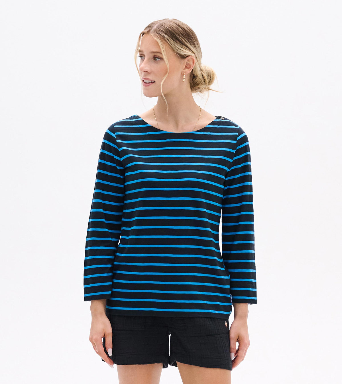 Button Bretton - French Blue Stripes - Hatley Women