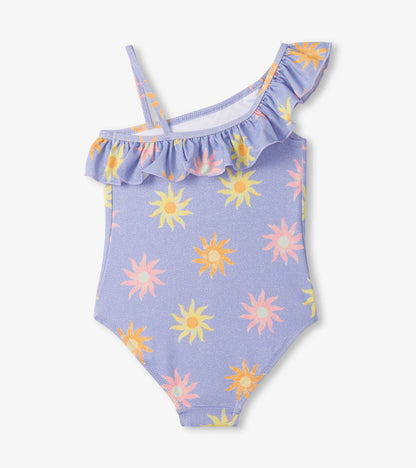 Girls Lavender Sunshine One-Shoulder Swimsuit - Hatley Girls