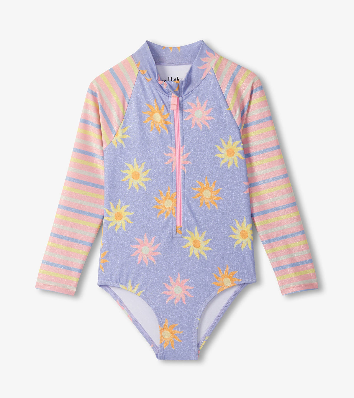 Girls Lavender Sunshine Long Sleeve One-Piece Rashguard Swimsuit - Hatley Girls