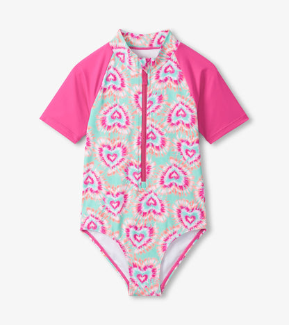 Girls Hearts One-Piece Rashguard Swimsuit - Hatley Girls
