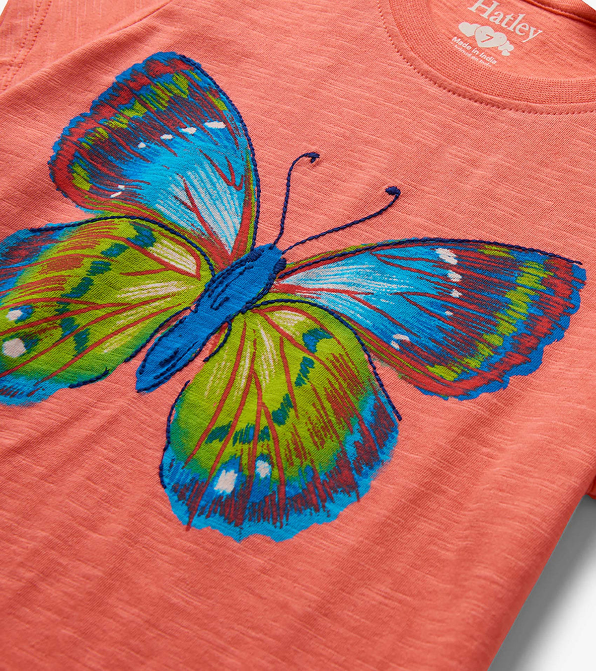 Girls Butterfly Tie Front T-Shirt - Hatley Girls