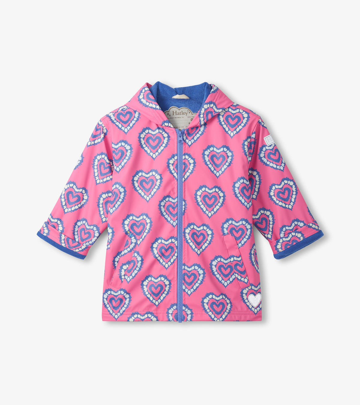 Girls Color Changing Heart Burst Zip-Up Rain Jacket - Hatley Girls