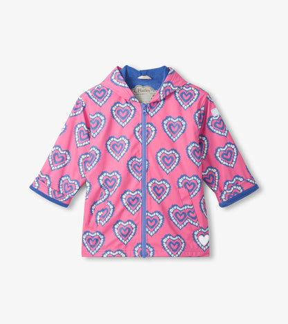 Girls Color Changing Heart Burst Zip-Up Rain Jacket - Hatley Girls