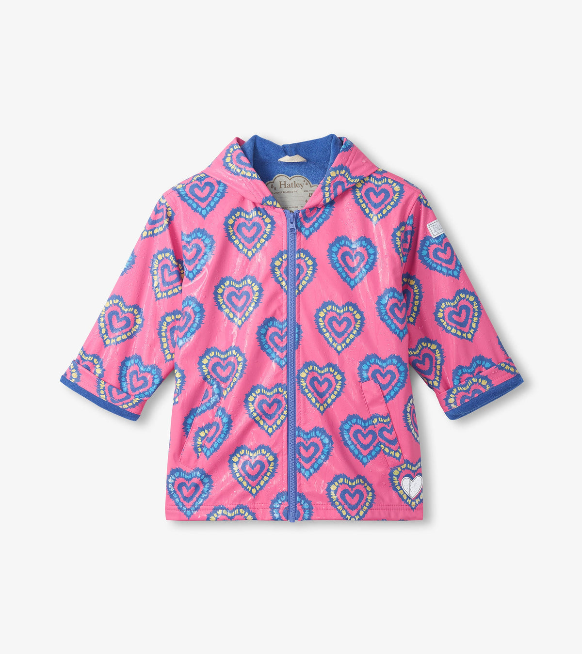 Girls Color Changing Heart Burst Zip-Up Rain Jacket - Hatley Girls