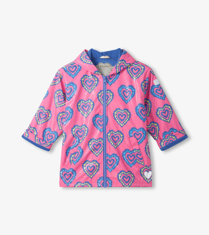 Girls Color Changing Heart Burst Zip-Up Rain Jacket - Hatley Girls