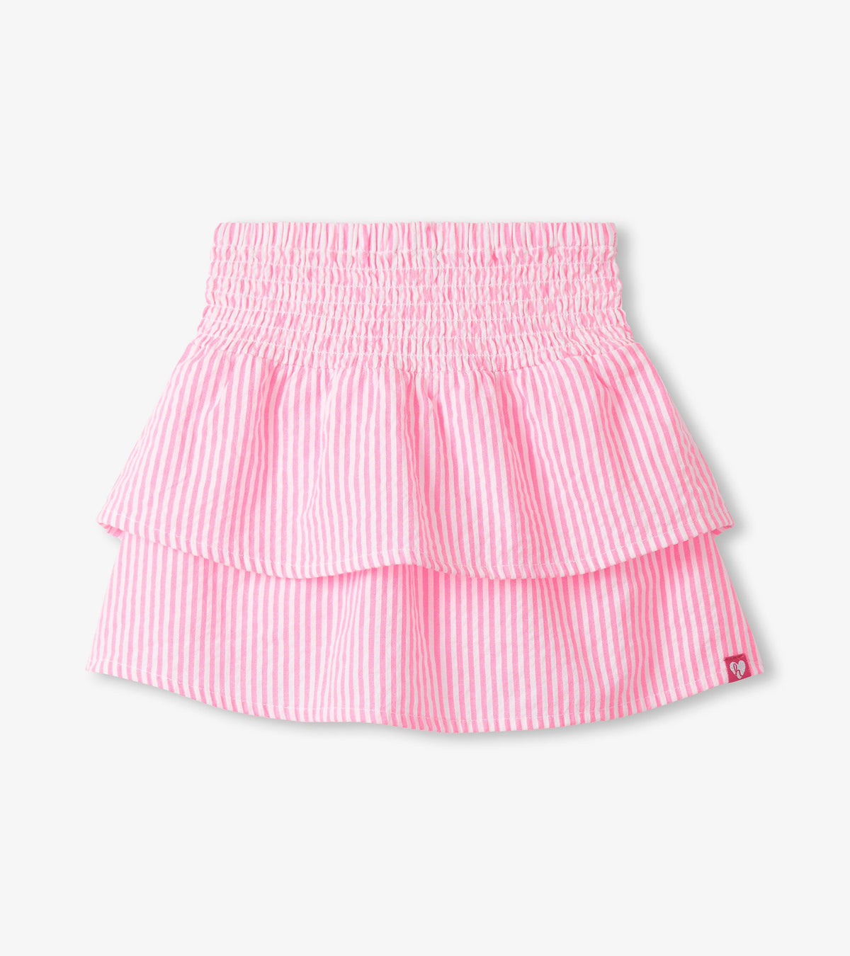 Girls Neon Pink Seersucker Smocked Waist Skirt - Hatley Girls