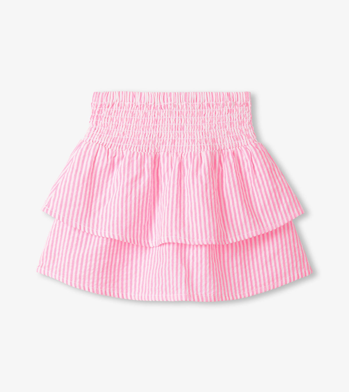 Girls Neon Pink Seersucker Smocked Waist Skirt - Hatley Girls