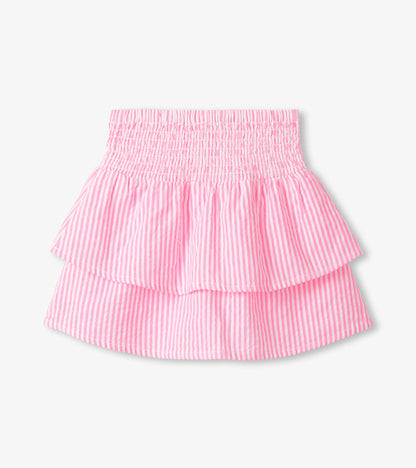 Girls Neon Pink Seersucker Smocked Waist Skirt - Hatley Girls