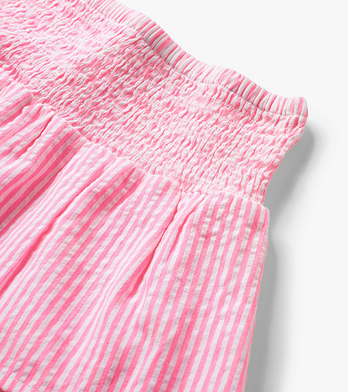 Girls Neon Pink Seersucker Smocked Waist Skirt - Hatley Girls
