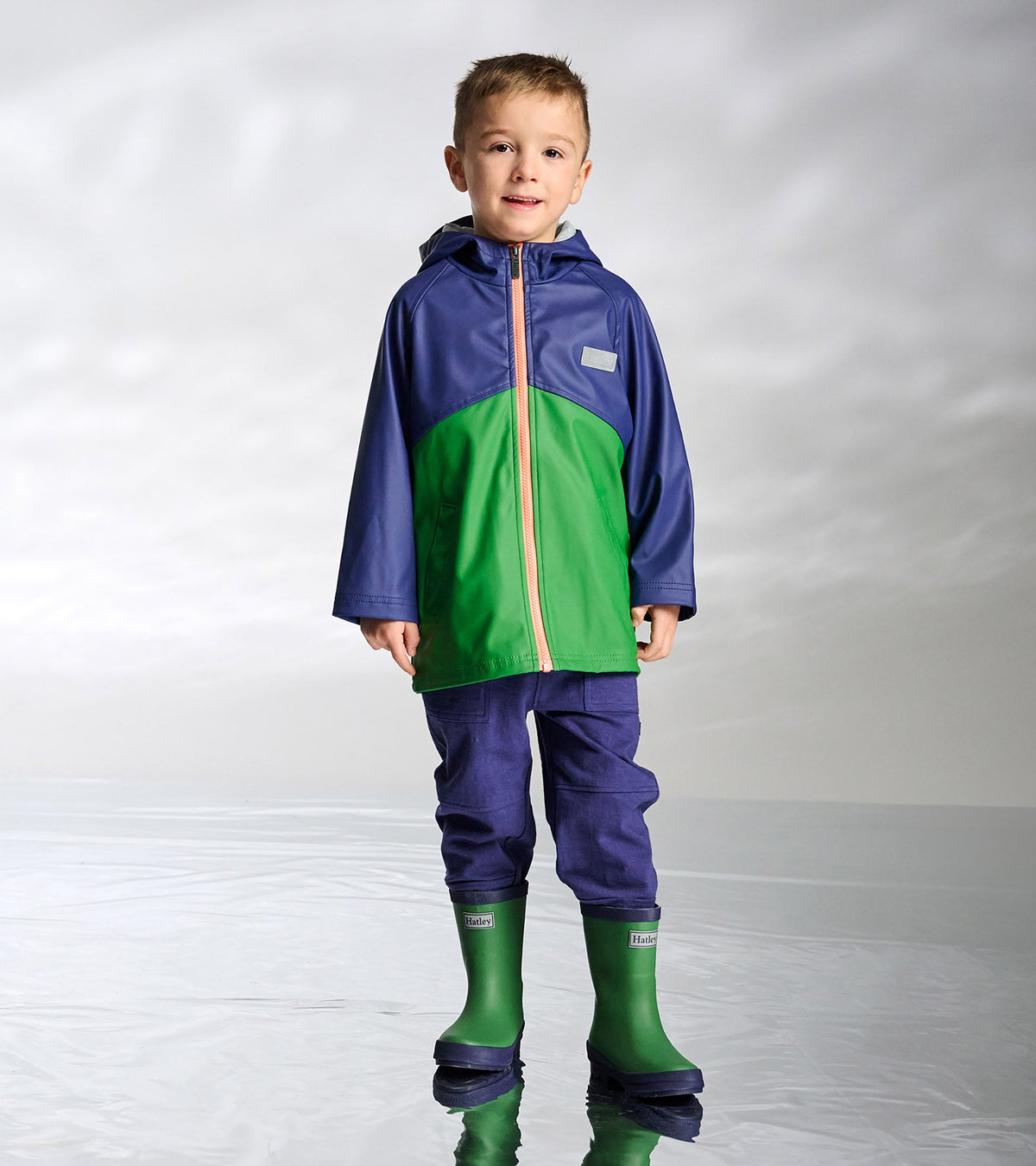 Boys Navy & Green Colorblock Rain Jacket - Hatley Boys