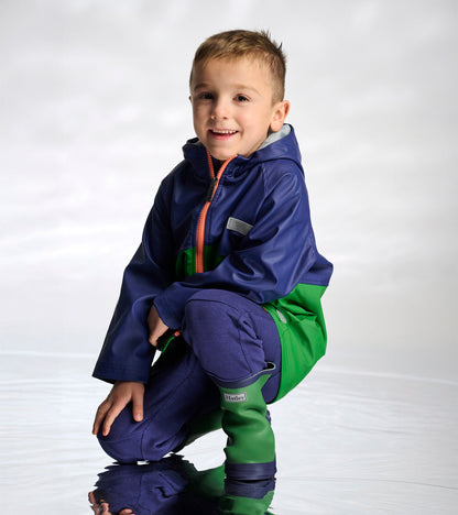 Boys Navy & Green Colorblock Rain Jacket - Hatley Boys