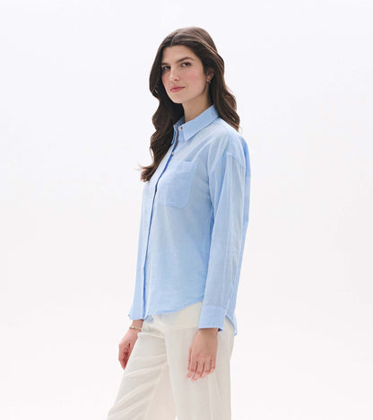 Relaxed Button Down - Light Blue Chambray - Hatley Women