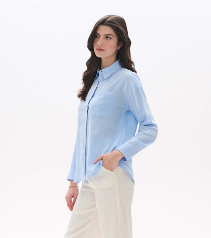 Relaxed Button Down - Light Blue Chambray - Hatley Women