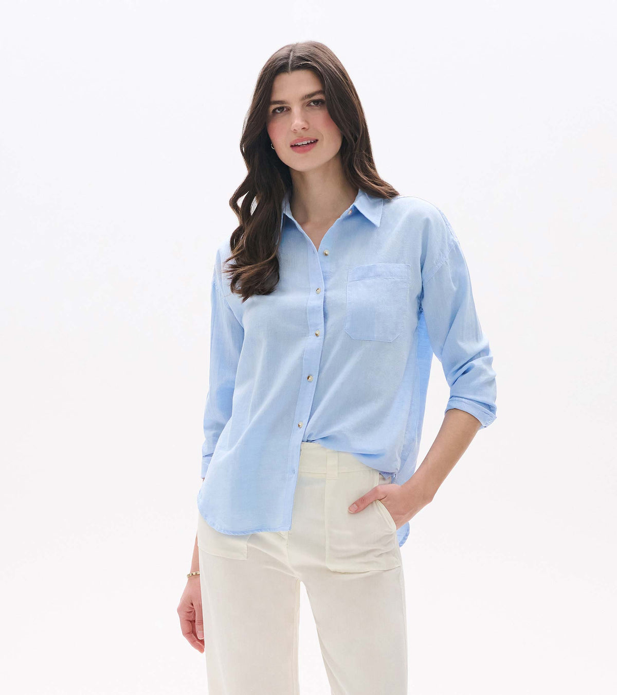 Relaxed Button Down - Light Blue Chambray - Hatley Women