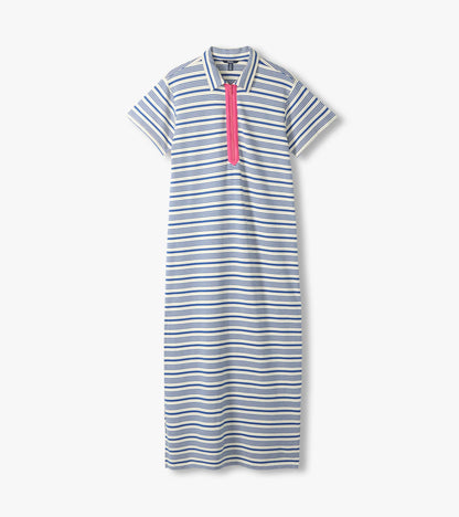 Contrast Zip Maxi Dress - Limoges Stripes - Hatley Women