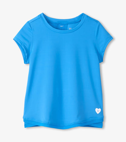 Girls Malibu Blue Mesh Trim T-Shirt - Hatley Girls