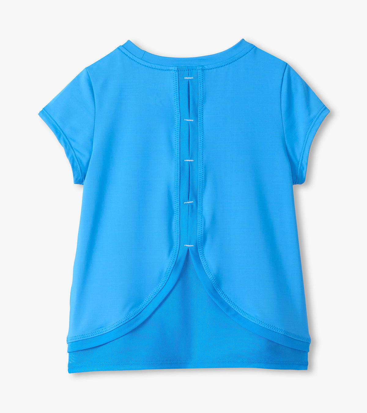 Girls Malibu Blue Mesh Trim T-Shirt - Hatley Girls