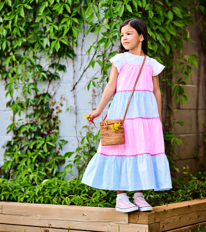 Girls Mixed Seersucker Strappy Midi Dress - Hatley Girls