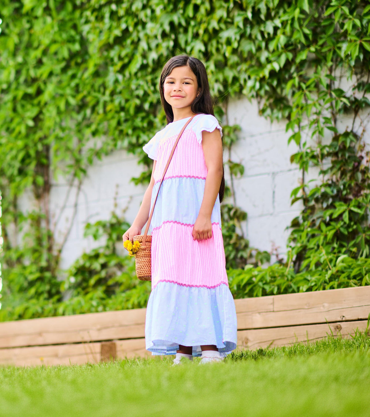 Girls Mixed Seersucker Strappy Midi Dress - Hatley Girls