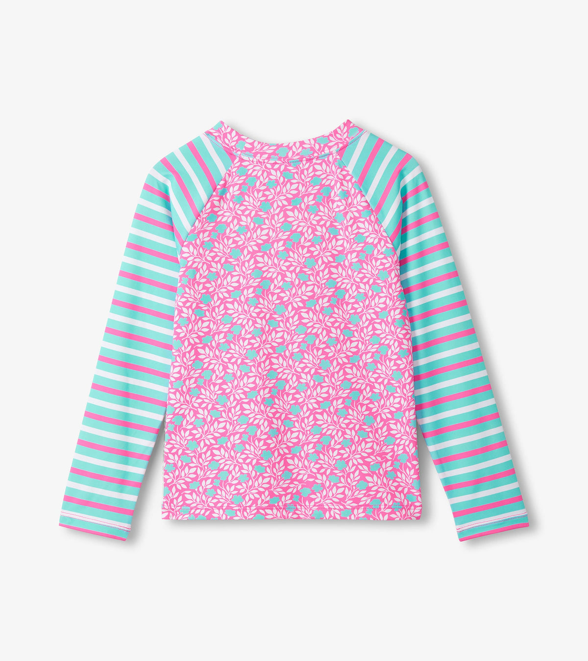 Girls Pink Floral Stripes Long Sleeve Rashguard - Hatley Girls
