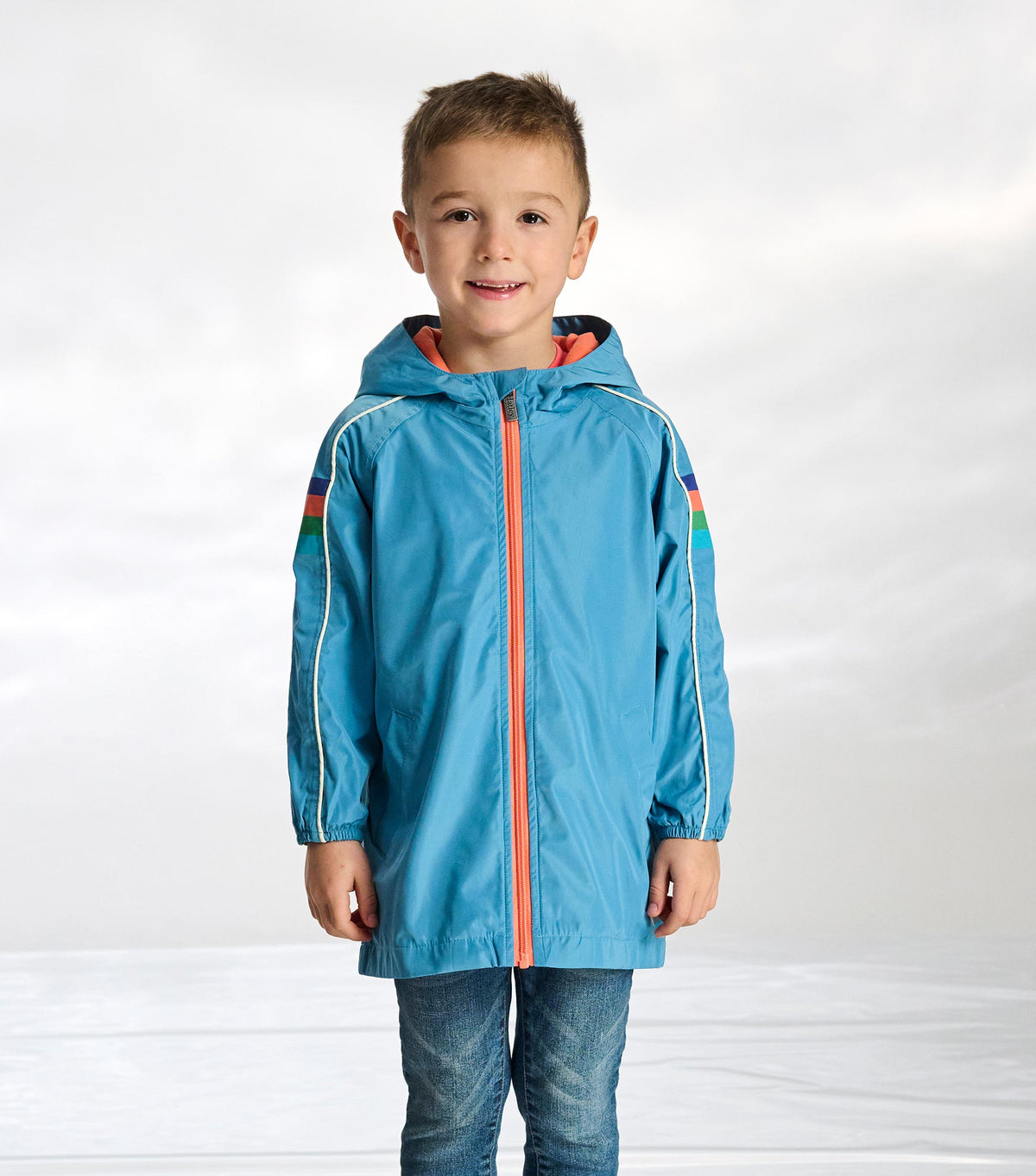 Boys Niagara Blue Jersey Lined-Rain Jacket - Hatley Boys