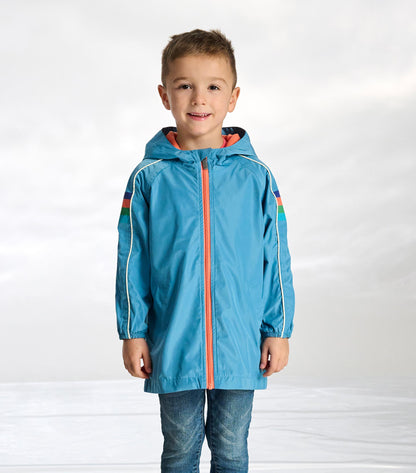 Boys Niagara Blue Jersey Lined-Rain Jacket - Hatley Boys