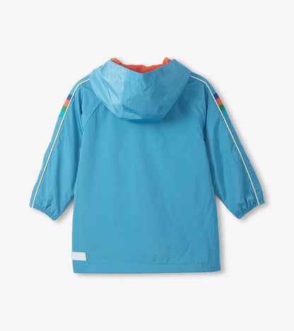 Boys Niagara Blue Jersey Lined-Rain Jacket - Hatley Boys