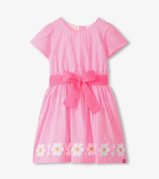 Girls Pink Seersucker Garden Dress - Hatley Girls