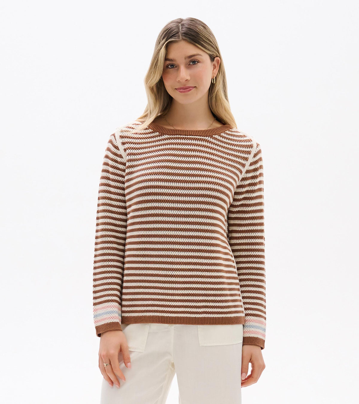 Pointelle Stripe Sweater - Neutral - Hatley Women