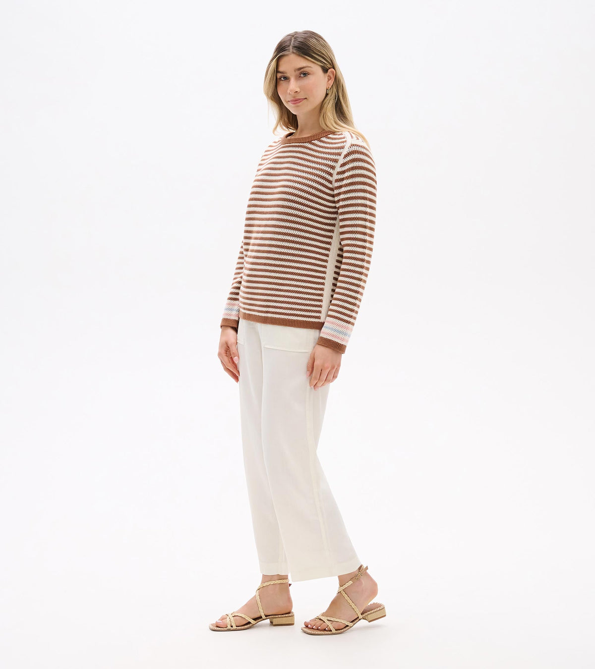 Pointelle Stripe Sweater - Neutral - Hatley Women