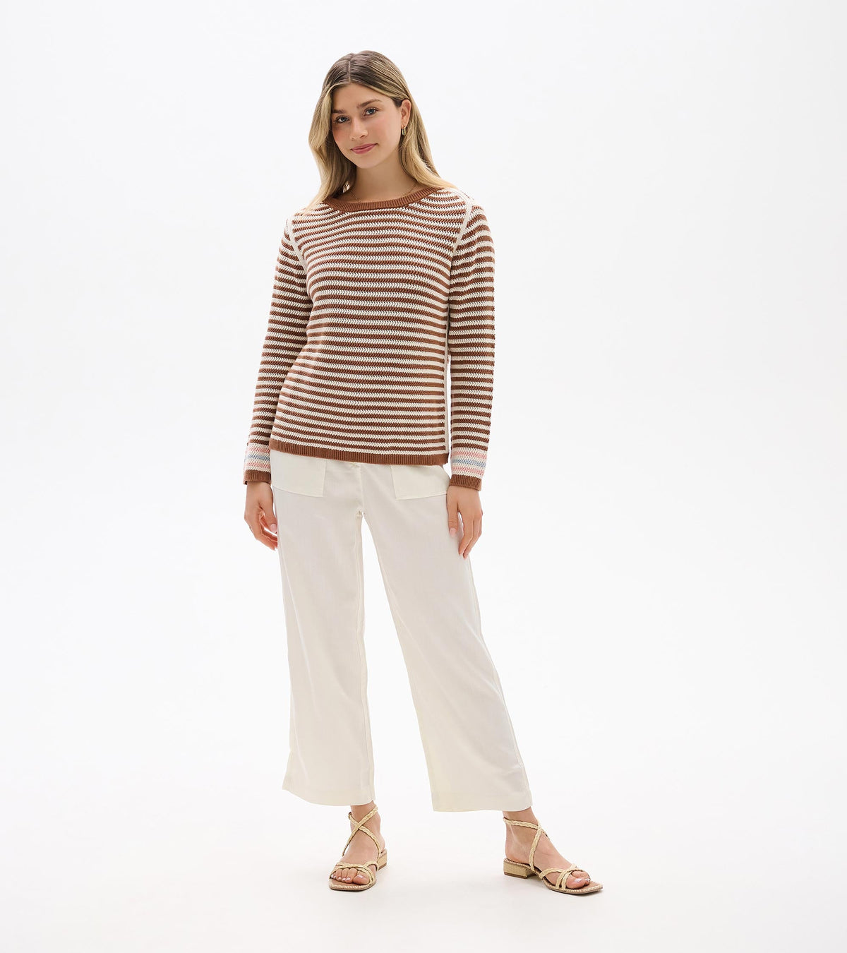 Pointelle Stripe Sweater - Neutral - Hatley Women