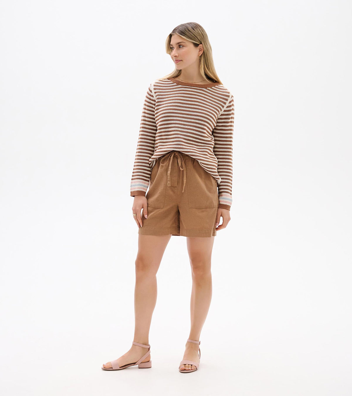 Pointelle Stripe Sweater - Neutral - Hatley Women