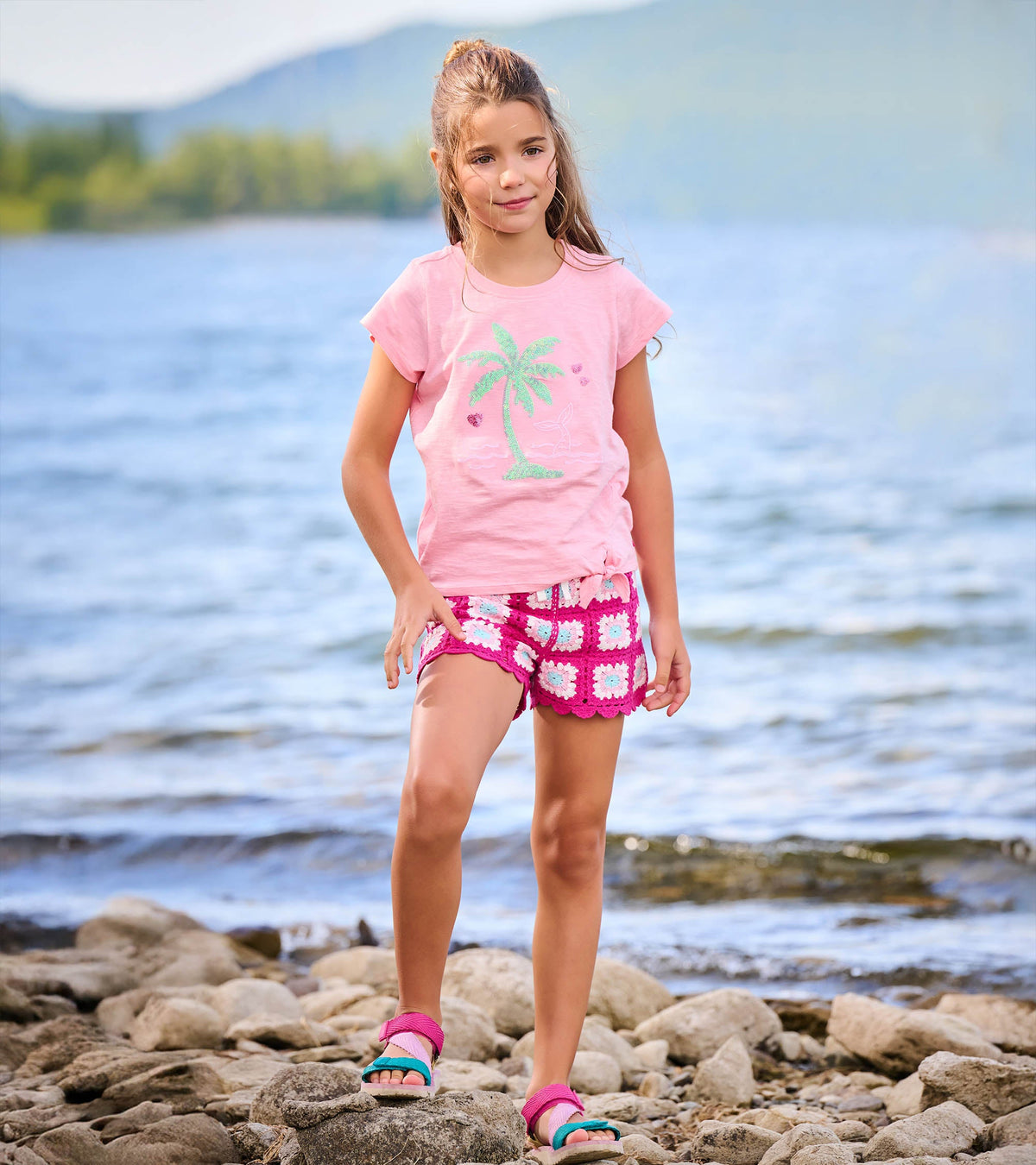 Girls Summer Palm Tie Front T-Shirt - Hatley Girls