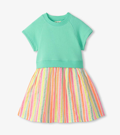 Girls Neon Summer Mixed Fabric Dress - Hatley Girls