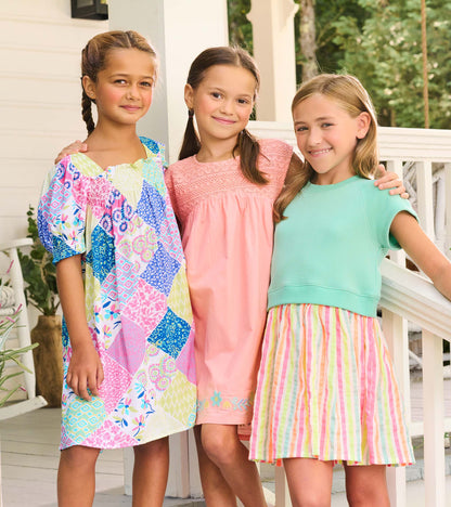 Girls Neon Summer Mixed Fabric Dress - Hatley Girls