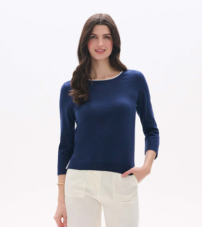 3/4 Sleeve Knit Top - Patriot Blue - Hatley Women