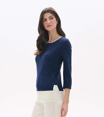 3/4 Sleeve Knit Top - Patriot Blue - Hatley Women