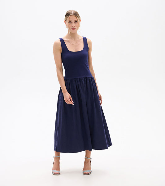 Mix Media Midi Dress - Patriot Blue - Hatley Women