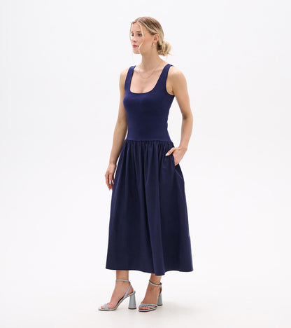 Mix Media Midi Dress - Patriot Blue - Hatley Women
