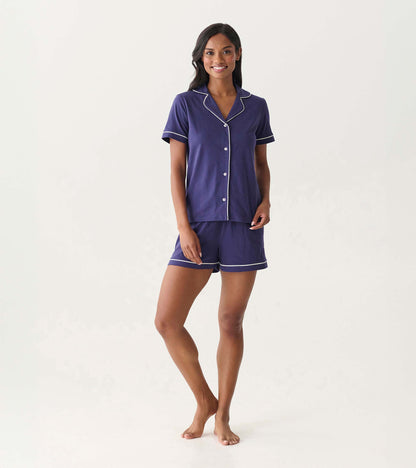 Women's Classic Navy Short Pajama Set - Hatley Women