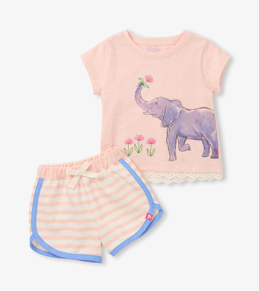 Baby & Toddler Girls Elephant T-Shirt & Short Set - Hatley Baby & Toddler