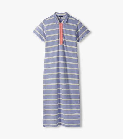 Contrast Zip Maxi Dress - Pale Iris Stripes - Hatley Women
