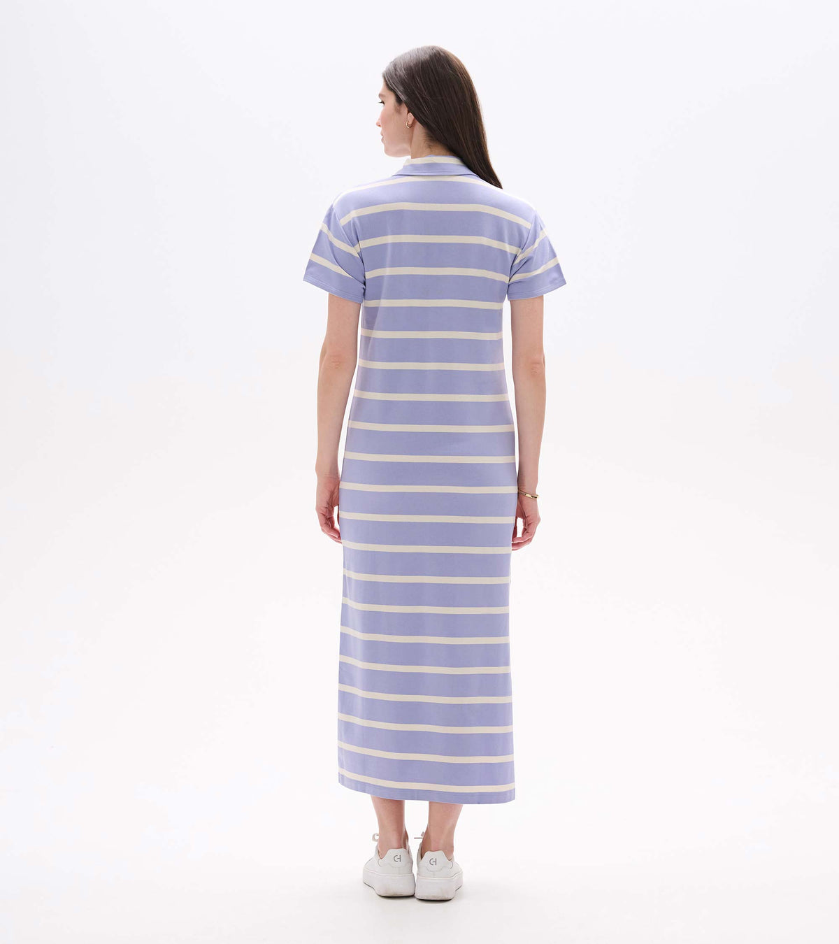 Contrast Zip Maxi Dress - Pale Iris Stripes - Hatley Women