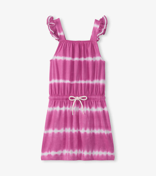 Girls Purple Orchid Tie Dye Crochet Sleeve Dress - Hatley Girls
