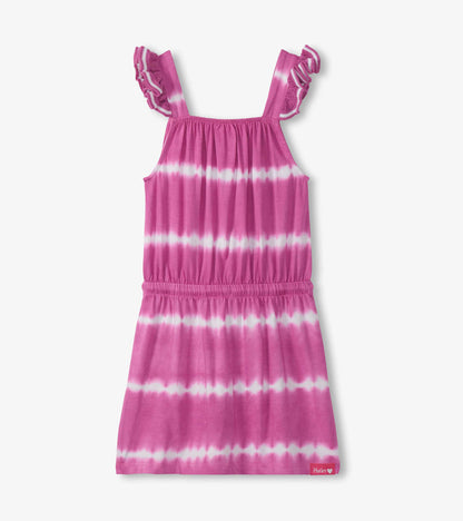 Girls Purple Orchid Tie Dye Crochet Sleeve Dress - Hatley Girls