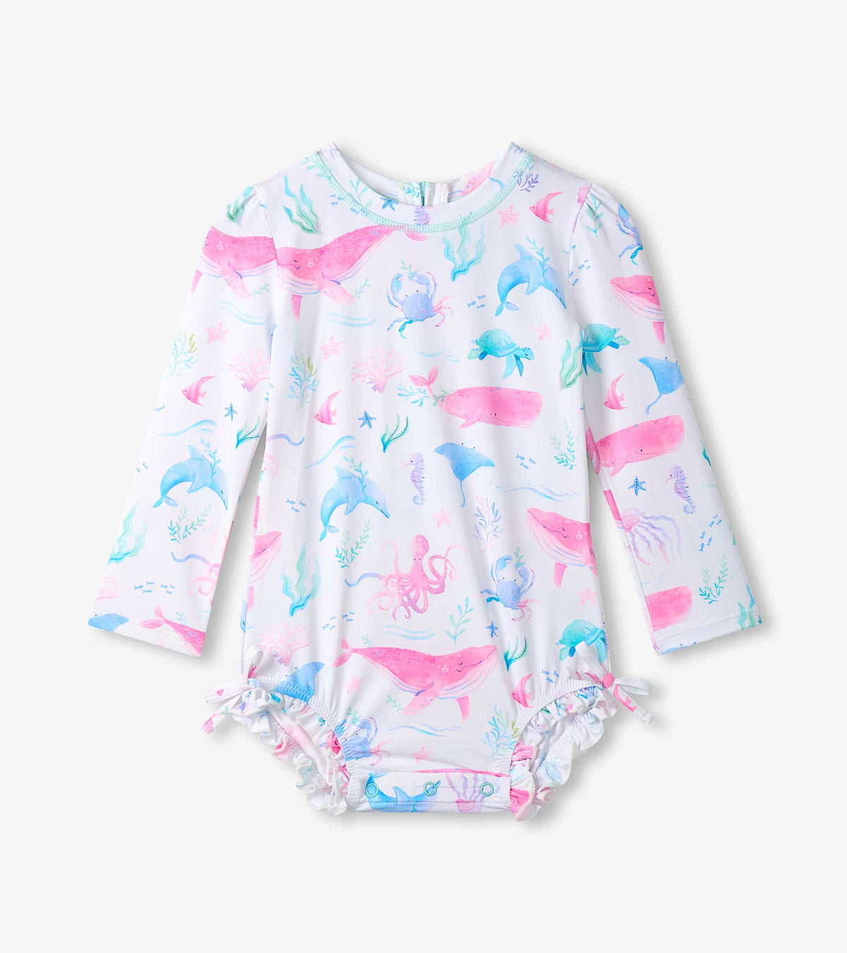 Baby Girls Painted Sealife One-Piece Rashguard Swimsuit - Hatley Baby & Toddler