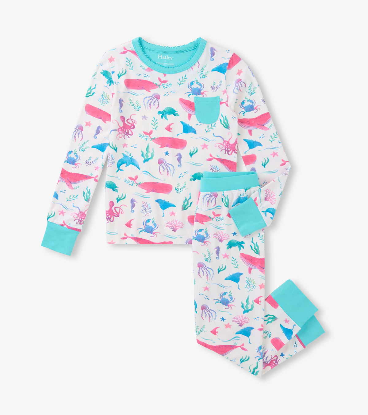 Girls Painted Sealife Bamboo Pajama Set - Hatley Girls